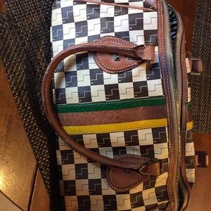 LAMB Ombré checkered satchel used needs TLC
